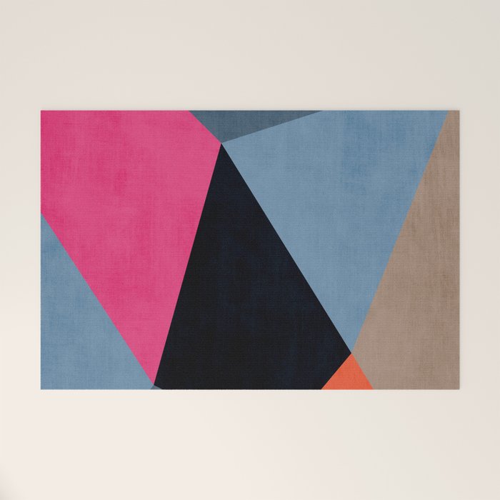 Orange Pink Fuchsia Black Geometric Abstract I Welcome Mat Gallery Image 1