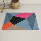 Orange Pink Fuchsia Black Geometric Abstract I Rug Gallery Image 1