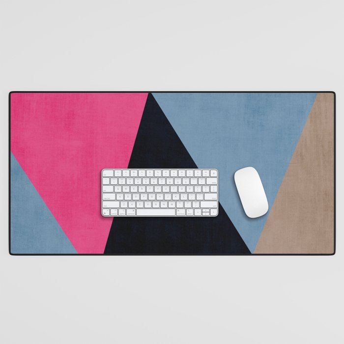 Orange Pink Fuchsia Black Geometric Abstract I Desk Mat Gallery Image 1