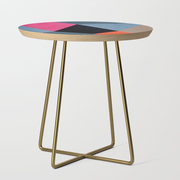 Orange Pink Fuchsia Black Geometric Abstract I Side Table Gallery Image 1