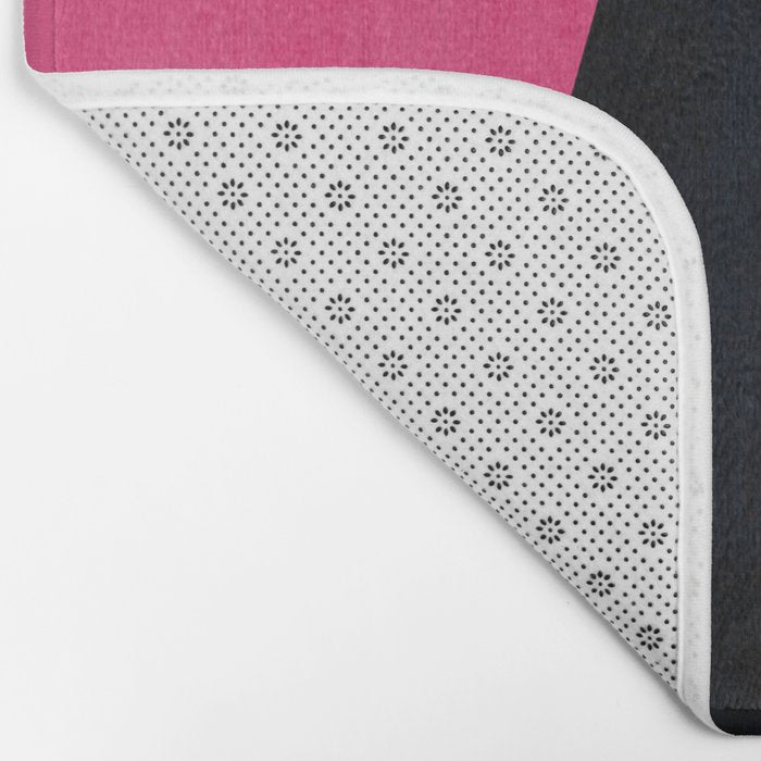 Orange Pink Fuchsia Black Geometric Abstract I Bath Mat Gallery Image 2