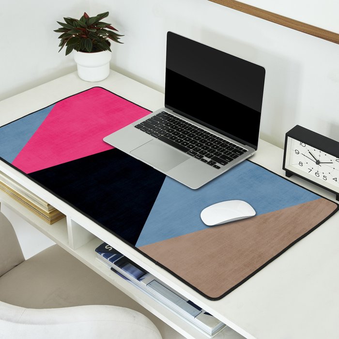 Orange Pink Fuchsia Black Geometric Abstract I Desk Mat Gallery Image 2
