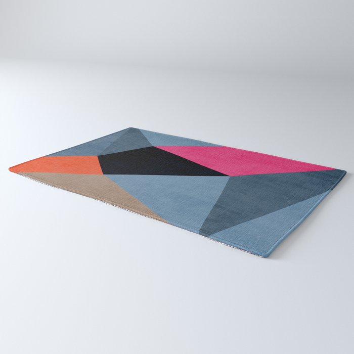 Orange Pink Fuchsia Black Geometric Abstract I Rug Gallery Image 3