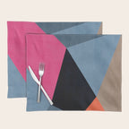 Orange Pink Fuchsia Black Geometric Abstract I Placemat Gallery Image 1