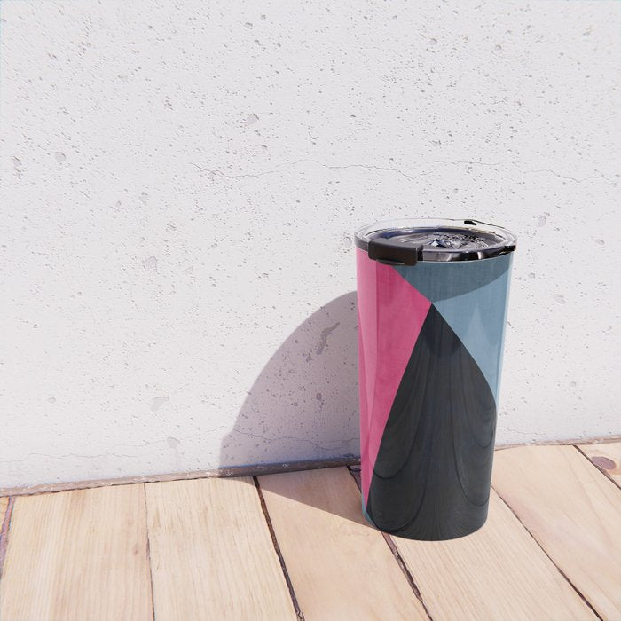 Orange Pink Fuchsia Black Geometric Abstract I Travel Mug Gallery Image 4