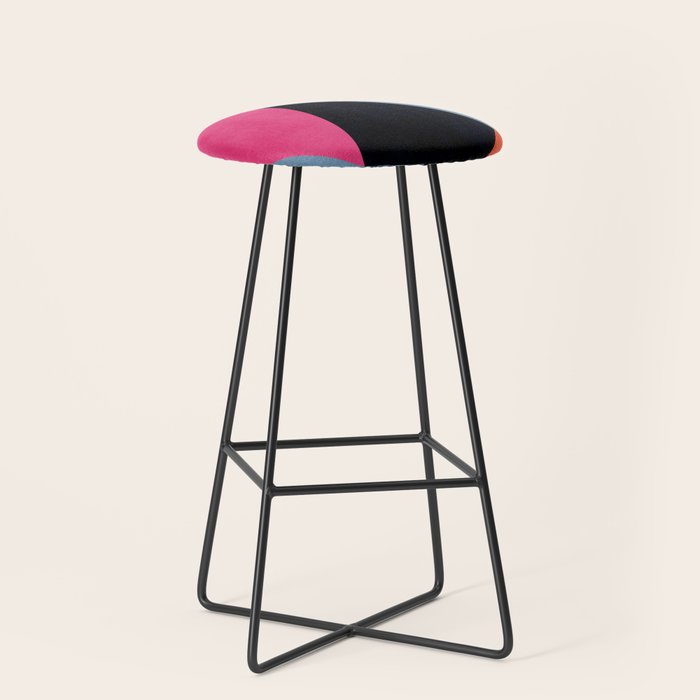 Orange Pink Fuchsia Black Geometric Abstract I Stool Gallery Image 1