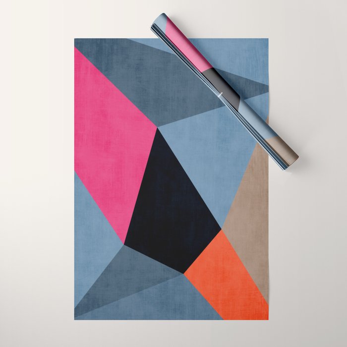 Orange Pink Fuchsia Black Geometric Abstract I Wrapping Paper Gallery Image 1