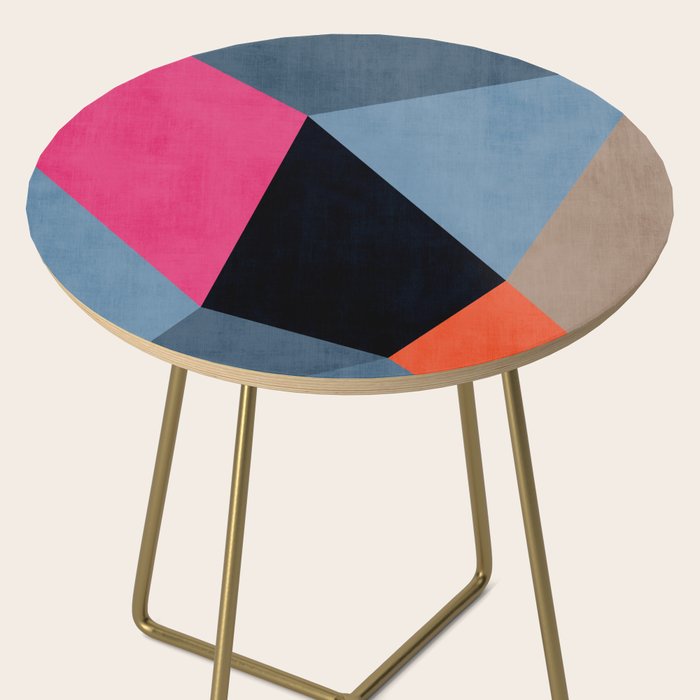 Orange Pink Fuchsia Black Geometric Abstract I Side Table Gallery Image 2