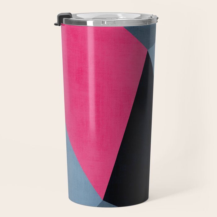 Orange Pink Fuchsia Black Geometric Abstract I Travel Mug Gallery Image 3