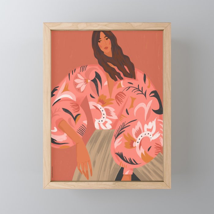 a girl in an embroidered shirt Mini Art Print Gallery Image 1