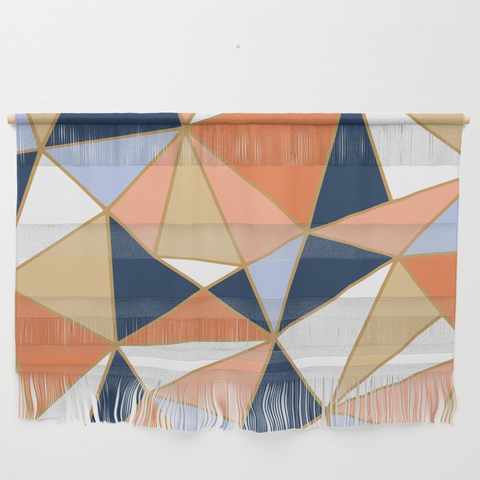 Festive, Geometric Art, Orange, Navy, Blue, Gold, Abstract Art Wall Hanging Gallery Image 1