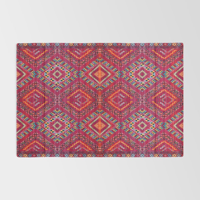 Rose Oasis: Vintage Bohemian Geometric Heritage Rug Gallery Image 2