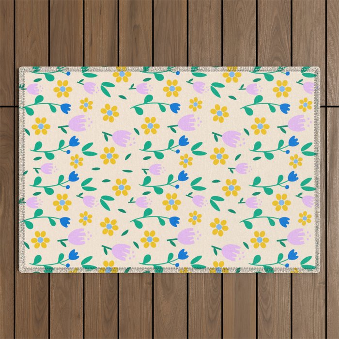 Vintage flowers pattern  Outdoor Rug Gallery Image 1