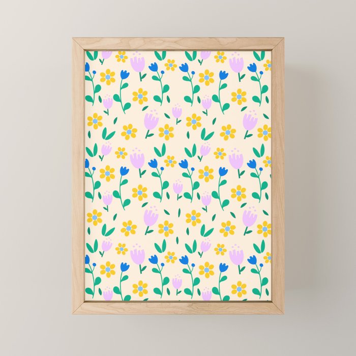 Vintage flowers pattern  Mini Art Print Gallery Image 1