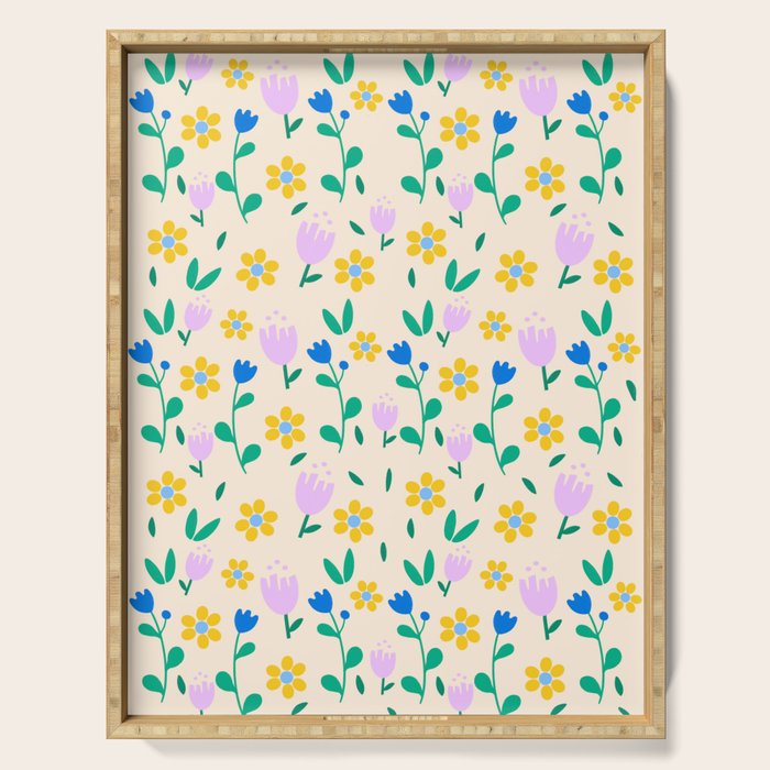 Vintage flowers pattern  Serving Tray Gallery Image 1
