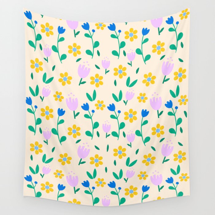 Vintage flowers pattern  Wall Tapestry Gallery Image 4