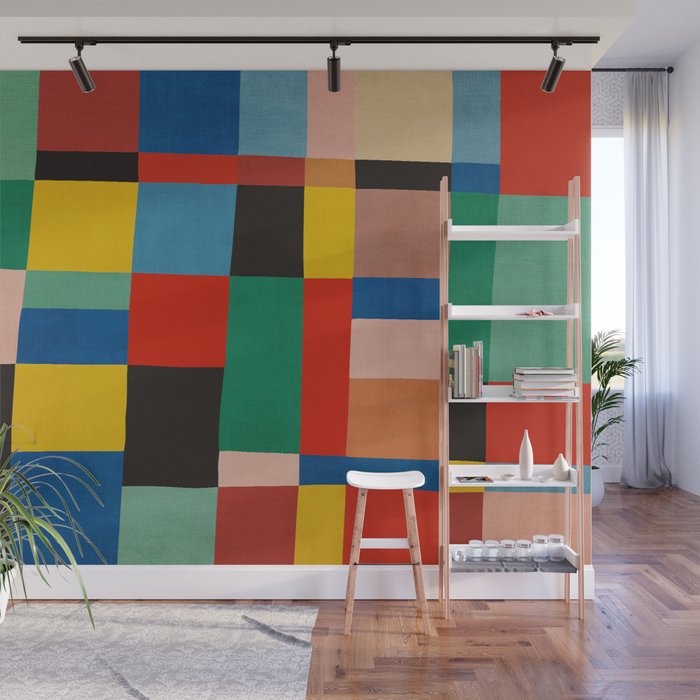 Mid-Century Modern Colorful Geometric Artwork Wall Mural Gallery Image 1