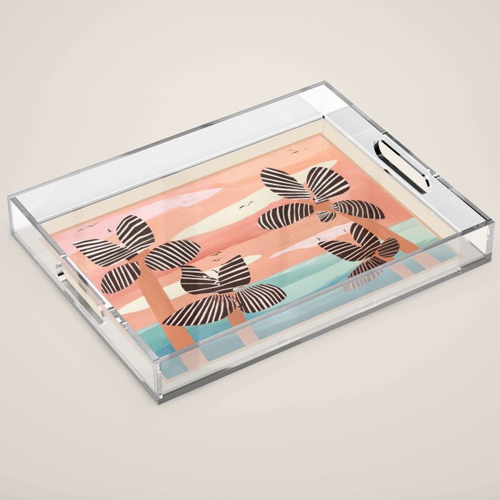 Tropical Sunset Palms III Acrylic Tray Gallery Image 1