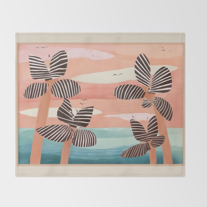 Tropical Sunset Palms III Throw Blanket Gallery Image 2