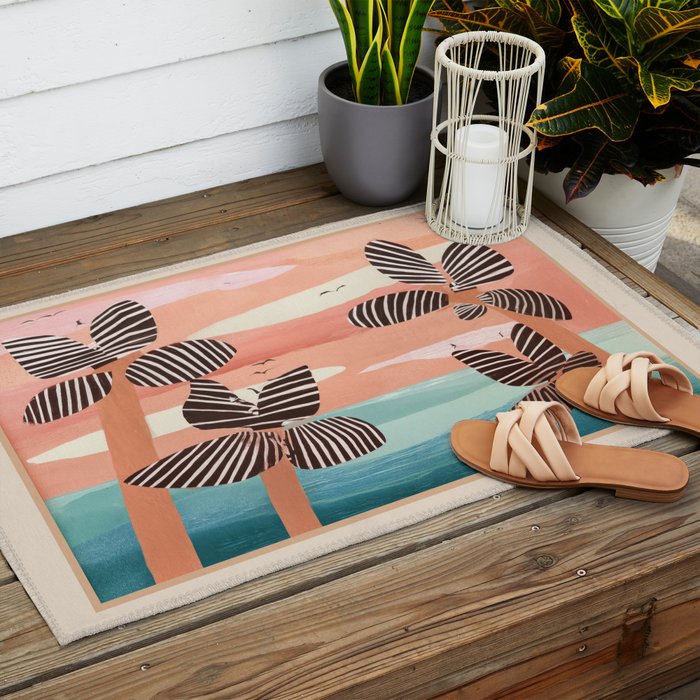 Tropical Sunset Palms III Outdoor Rug Gallery Image 2