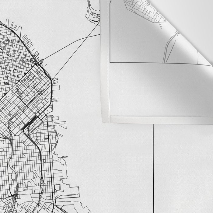 San Francisco White Map Wall Tapestry Gallery Image 3