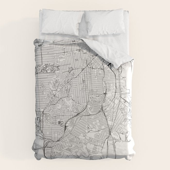 San Francisco White Map Duvet Cover
