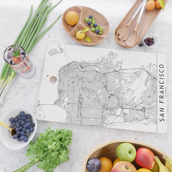 San Francisco White Map Cutting Board Gallery Image 2