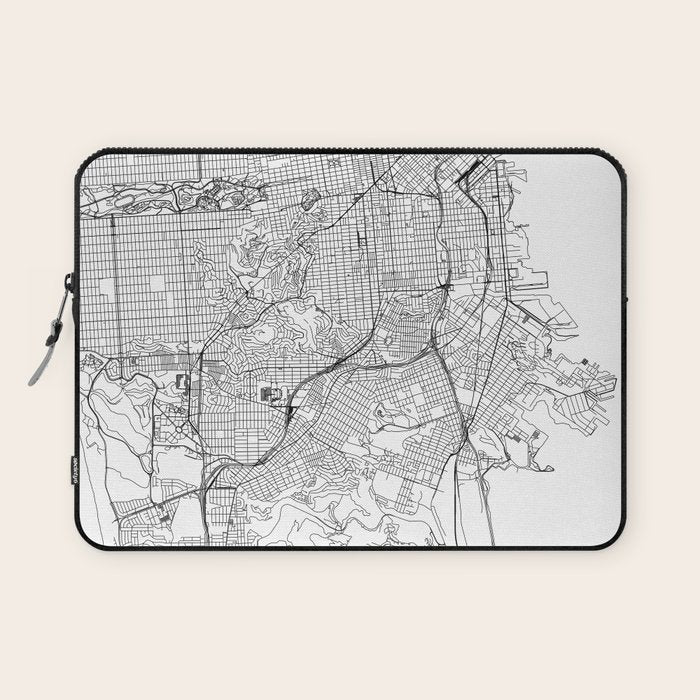 San Francisco White Map Laptop Sleeve Gallery Image 1