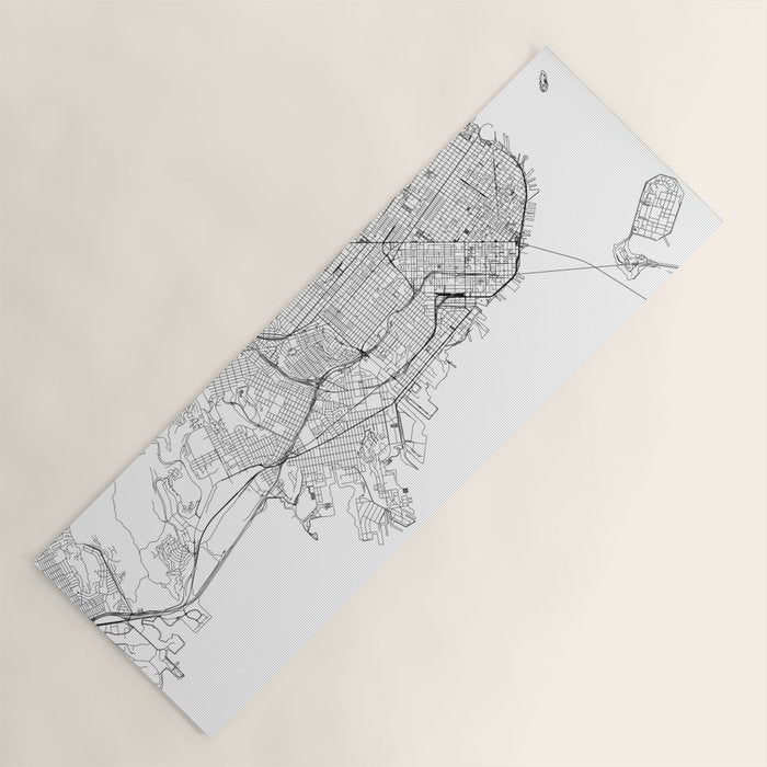 San Francisco White Map Yoga Mat Gallery Image 1