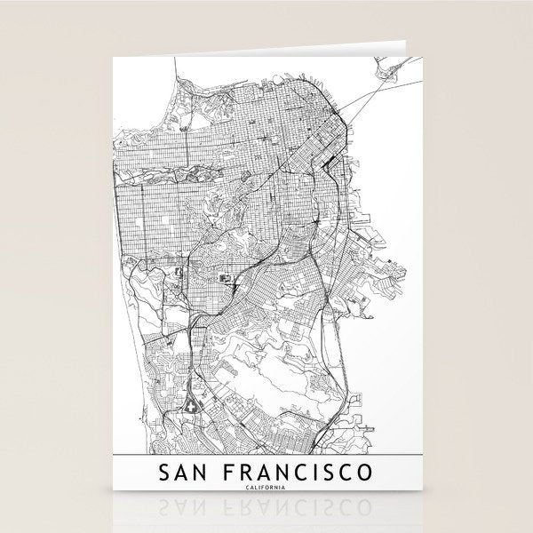 San Francisco White Map Stationery Card Gallery Image 2