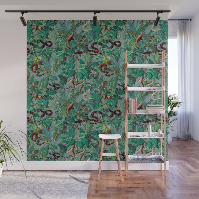 Leaf and Snake pattern Wall Mural Gallery Image 1