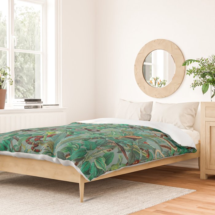 Leaf and Snake pattern Duvet Cover Gallery Image 2
