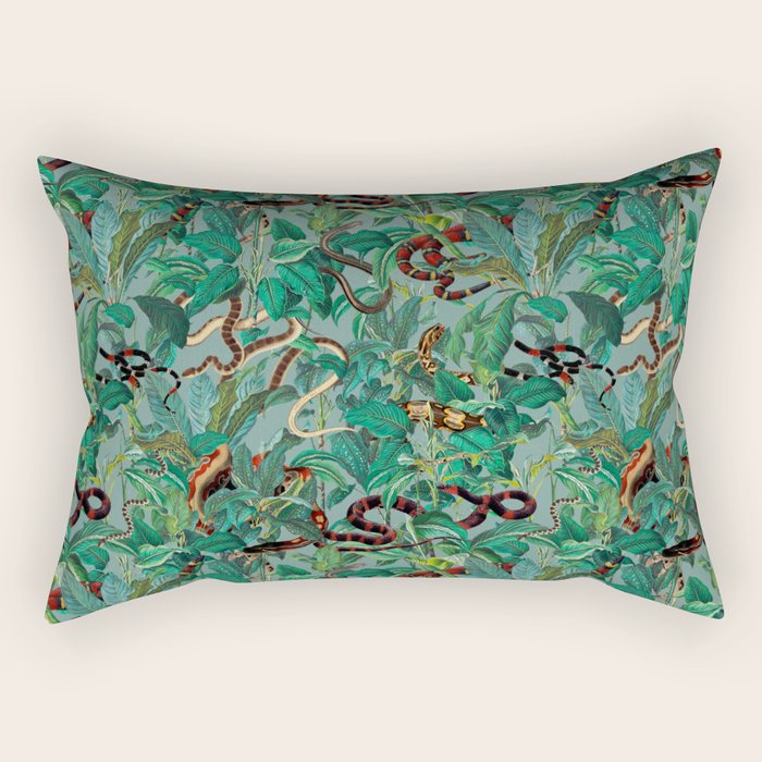Leaf and Snake pattern Rectangular Pillow Gallery Image 1