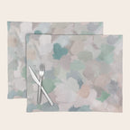 Fuzzy Flowers II - Mint Seafoam Green Dusty Rose Blush Pink Pastel Abstract Flower Painting Art Placemat Gallery Image 1
