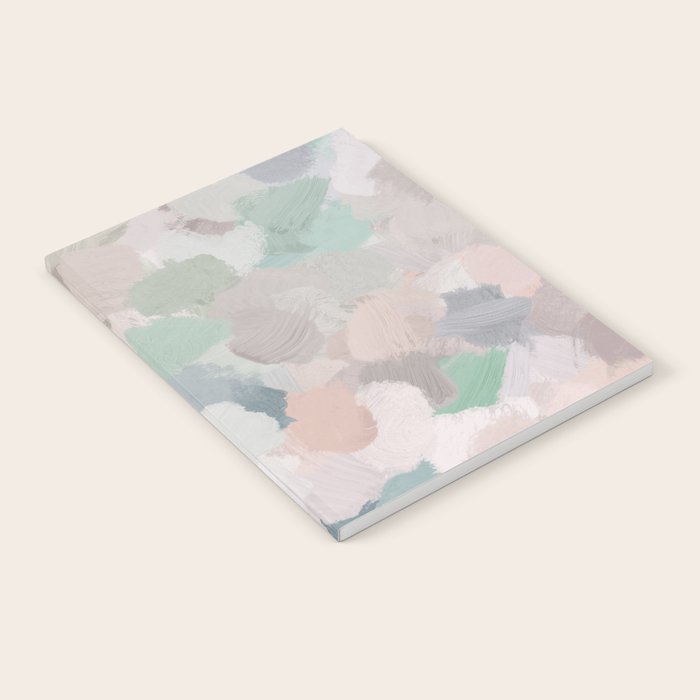 Fuzzy Flowers II - Mint Seafoam Green Dusty Rose Blush Pink Pastel Abstract Flower Painting Art Notebook Gallery Image 2