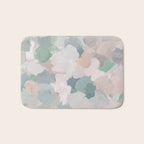 Fuzzy Flowers II - Mint Seafoam Green Dusty Rose Blush Pink Pastel Abstract Flower Painting Art Bath Mat Gallery Image 1