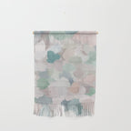 Fuzzy Flowers II - Mint Seafoam Green Dusty Rose Blush Pink Pastel Abstract Flower Painting Art Wall Hanging Gallery Image 1