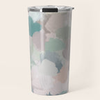 Fuzzy Flowers II - Mint Seafoam Green Dusty Rose Blush Pink Pastel Abstract Flower Painting Art Travel Mug Gallery Image 1