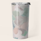 Fuzzy Flowers II - Mint Seafoam Green Dusty Rose Blush Pink Pastel Abstract Flower Painting Art Travel Mug Gallery Image 2