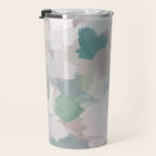 Fuzzy Flowers II - Mint Seafoam Green Dusty Rose Blush Pink Pastel Abstract Flower Painting Art Travel Mug Gallery Image 3