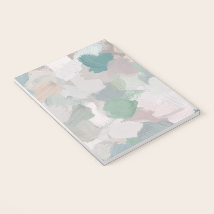 Fuzzy Flowers II - Mint Seafoam Green Dusty Rose Blush Pink Pastel Abstract Flower Painting Art Notebook Gallery Image 3