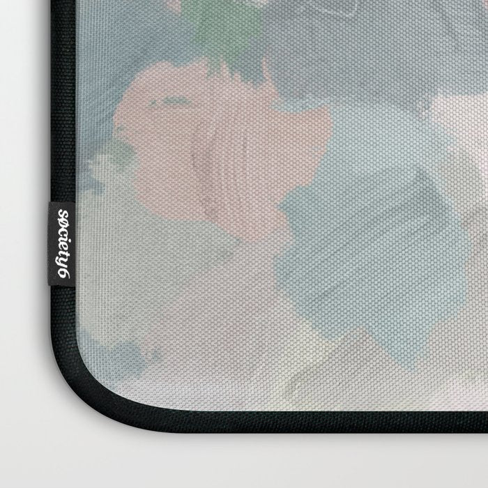 Fuzzy Flowers II - Mint Seafoam Green Dusty Rose Blush Pink Pastel Abstract Flower Painting Art Laptop Sleeve Gallery Image 3