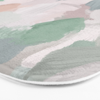 Fuzzy Flowers II - Mint Seafoam Green Dusty Rose Blush Pink Pastel Abstract Flower Painting Art Bath Mat Gallery Image 3