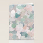 Fuzzy Flowers II - Mint Seafoam Green Dusty Rose Blush Pink Pastel Abstract Flower Painting Art Stationery Card Gallery Image 2