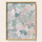Fuzzy Flowers II - Mint Seafoam Green Dusty Rose Blush Pink Pastel Abstract Flower Painting Art Serving Tray Gallery Image 1