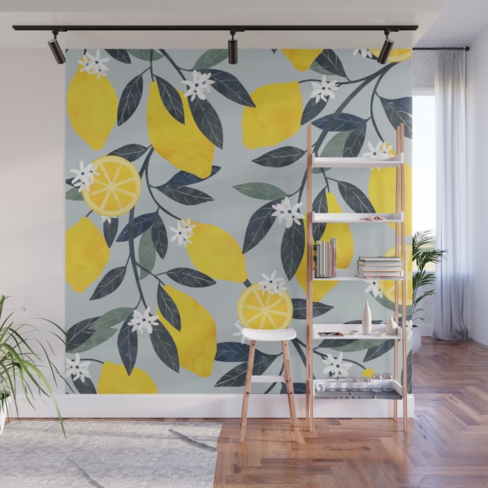 Lemons pattern Wall Mural Gallery Image 1