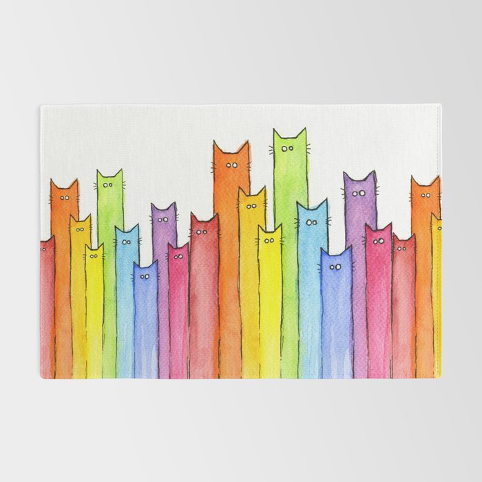 Rainbow of Cats Funny Whimsical Animals Rug Gallery Image 2