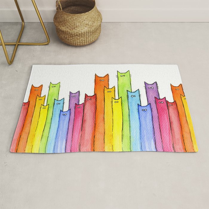 Rainbow of Cats Funny Whimsical Animals Rug Gallery Image 1