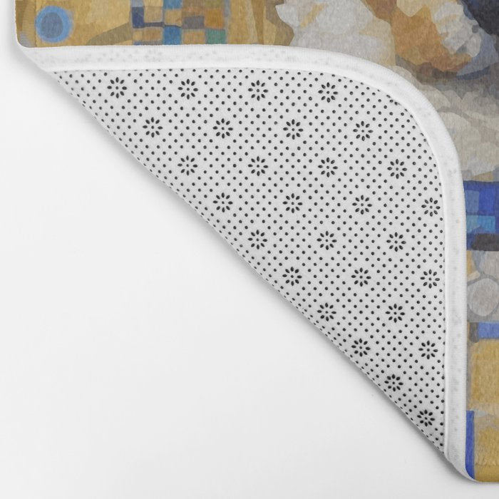 Gustav Klimt Style Dog in Blue and White Ruffled Collar Bath Mat Gallery Image 2