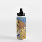 Gustav Klimt Style Dog in Blue and White Ruffled Collar Water Bottle Gallery Image 2